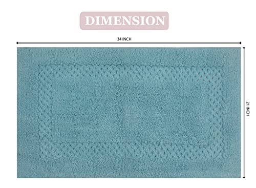 Home Weavers Classy Bathmat 100% Cotton Bathroom Rugs Set, Bathroom Décor, Washable Rug, Extra Soft and Absorbent Bath Rug, Kitchen Mat, Bath Mat Set, Bath Floor Mat Non Slip, 21"x34" Rectangle, Aqua