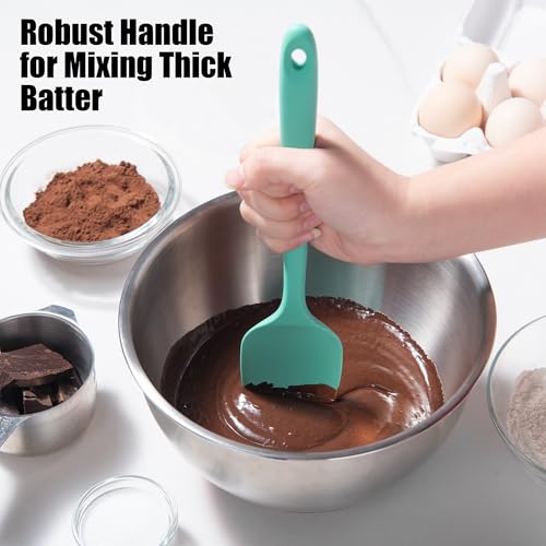 Doosu 16in Kitchen Tong for Cooking - 600°F Heat Resistant Food Tong with Non-Scratch Silicone Tips & 600°F Heat Resistant Silicone Spoon Spatula Set of 3 Cooking Spoons for Stir Mixing (Aqua Sky)