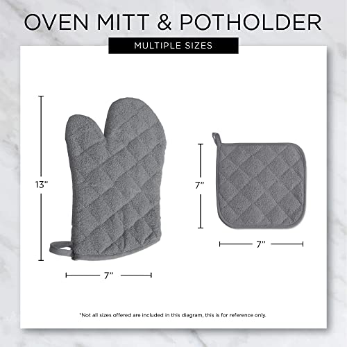 DII Basic Terry Collection 100% Cotton Quilted, Oven Mitt, Stonewash Blue, 2 Piece - color: Stonewash Blue, size: Oven Mitt
