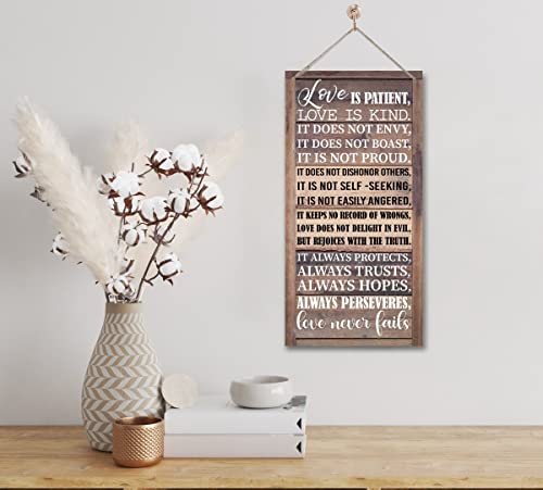 1 Corinthians 13:4-8 Inspirational Hanging Wood Decor Sign, Printed Wood Sign, Love is Patient, Love is Kind Quote, Hanging Bible Verses Woods Wall Signs, Rustic Home Decor Signs, Christian Gift - color: Christian08