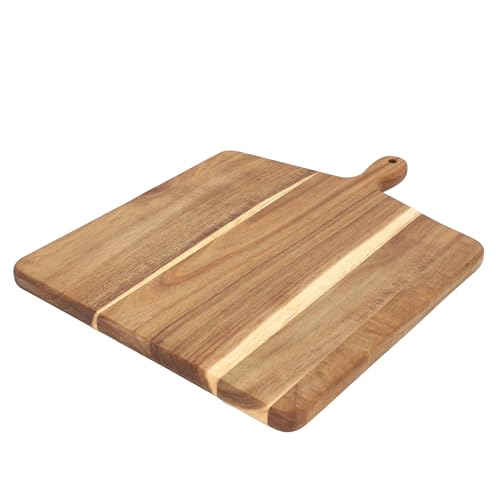 Elama 13 Inch Square with Handle Thick Acacia Wood Butcher Block – Heavy-Duty Cutting and Serving Board for Meat, Cheese, and Vegetables (13 Inch Square with Handle) - color: 13 Inch Square with Handle, size: 15.5"L x 12"W