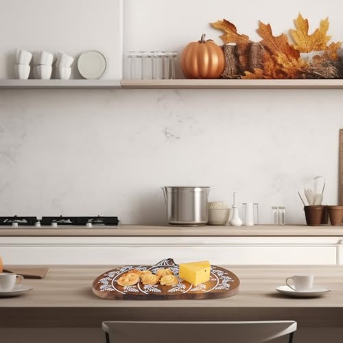 Pumpkin Shaped Cutting Board Acacia Wood Serving Board Wooden Serving Platter Tray Cheese Fruit Bread Christmas Holiday Xmas Kitchen Decoration - style: Pumpkin Shaped