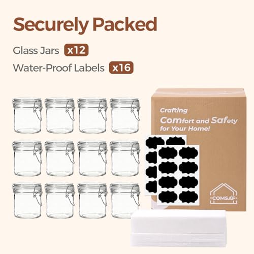 ComSaf Small 8 oz Glass Jars with Airtight Lids 12 Pack Jam Pantry | Jelly jars, Sourdough discard, Spices crafts, Pantry organization, Small size, Kitchen cabinet storage, Sourdough starter - size: 8oz*12