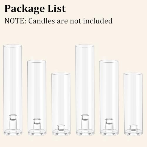 Hurricane Taper Candle Holder Thickened Cylinder Covers | with Candlestick Holders Set of 6 Centerpiece for Wedding Dining Table - size: With Hurricane