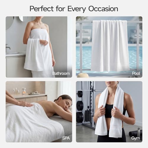 ecolook Ultra Soft 6-Piece Towel Set, 100% Cotton | Lighter Weight, Quick Dry, Highly Absorbent, 2 Bath, 2 Hand, 2 Washcloths, Perfect for Bathroom, White - color: White