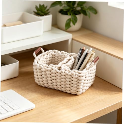 Ciieeo 3pcs Nesting Baskets Set Versatile Gift Baskets for Storage Modern Design Cotton Rope Storage Boxes for Organizing Keys Snacks and More White
