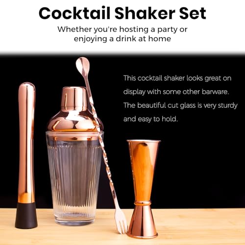 Cocktail Shaker Set - Bartender Shaker Kit with Mixing Tools & Stainless Steel Strainer, Premium Bar Tool Set for Crafting Martinis & Whiskey Cocktails (Rosegold) - color: Rose Gold Set