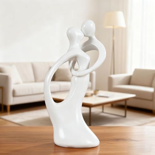 Modern Abstract Couple Statue, Kissing Lovers Sculpture Figurine for Home Decor Living Room Bedroom Bookshelf Office, Gift for Wedding Anniversaries, Love Decor Ornament for Valentines - Style A-White - style: Style A-White