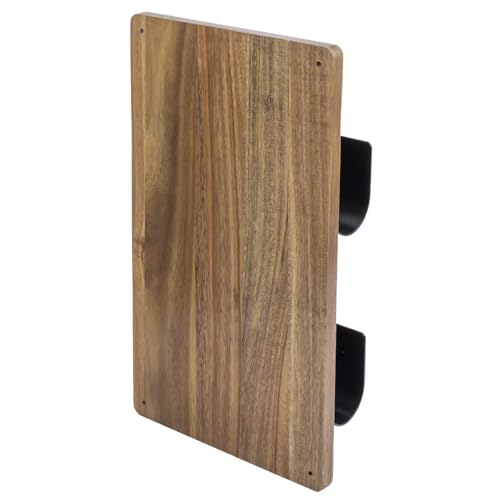 MyGift 2-Tier Wall Mounted Mail Holder, Matte Black Metal and Premium Acacia Wood Backboard Mail and Letter Organizer