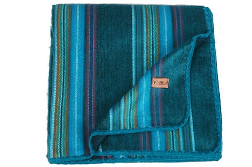 Alpaca Wool Throw Blanket 95 x 65 Inches | Large Warm Ultra-Soft Blanket | Hypoallergenic, Breathable, Non-Itchy Alpaca Wool Fabric | (Turquoise Green, Queen - color: Turquoise Green, size: Queen (95" x 65")