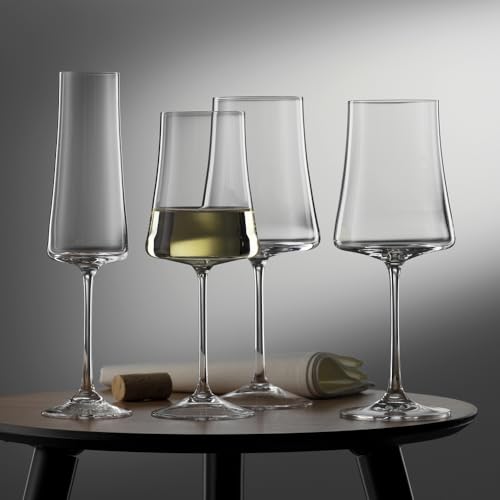 Gold Rim Wine Glasses | Set of 4 | Long-Stem Handblown Bohemia Crystal Glass for Red & White Wine, Elegant Lead-Free Glassware 13.5 oz