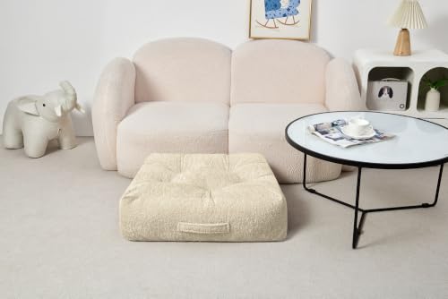 Floor Cushion Pillow, Portable Large | Meditation Adult Sitting Pillow with Handle for Tatami, Living Room & Yoga (1, Square, Fog, 22 x 22 x 6 inches) - color: Square, Fog