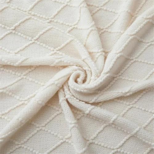 Knit Throw Blanket Waffle Weave Textured Midweight Soft Throw for Couch Sofa Bed Living Room Use