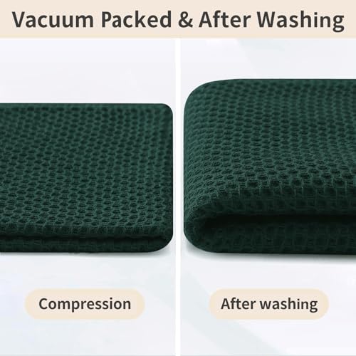 Homaxy 100% Cotton Waffle Weave Kitchen Dish Cloths 15-Pack, Blackish Green | 12 x 12 Inches, Ultra Soft Absorbent Dish Towels, Quick Drying Dish Rags with Hanging Loop - color: Blackish Green, size: 12 x 12 - 15 Pack