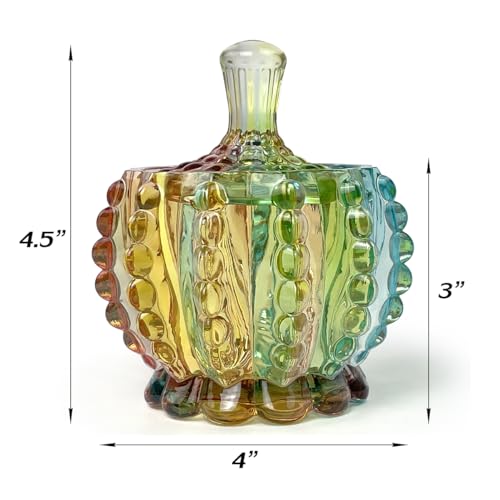 Colorful Crystal Glass Candy Snack Barrel Storage Jar Embossed Luxury Cookie Buffet Canister With Lids Jewelry Box Jar Biscuit Containers - color: Beads