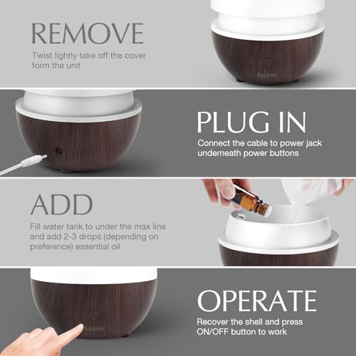 SALKING Essential Oil Diffuser 2 Pack, 100ml Ultrasonic Diffuser for Home | Dark, Cool Mist Humidifier, Auto Shut-Off, Aromatherapy Diffusers for Essential Oils, Warm White Lights,Quiet, Bedroom,Office - color: Dark Set of 2
