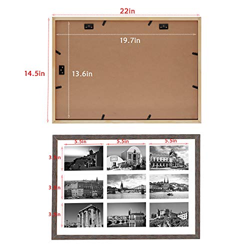 Golden State Art 9-Openings 4x6 Wood Collage Picture Frame Distressed Brown | Fits Nine 4x6 Photos, White Mat, Photo, Art,13.6x19.7 Poster or Print Display, Tempered Glass,1 Pack - color: Distressed Brown, size: 1 Pack