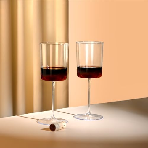 Ciaell 12 Pack Clear Plastic Wine Glasses - 14Oz Plastic Wine Glasses with Stem - Disposable Stemmed Wine Glass for Parties & Weddings & Outdoor | 14 oz Clear Stemmed Cups, Heavy Duty Plastic, Wine Champagne Cocktails Margaritas for Parties Birthdays Anni
