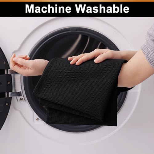 Homaxy 100% Cotton Waffle Weave Kitchen Towels, 6 Pack, Black | Soft and Absorbent Dish Towels, 16 x 26 Inches Quick Dry Hand Towels - color: Black, size: 16 x 26 - 6 Pack