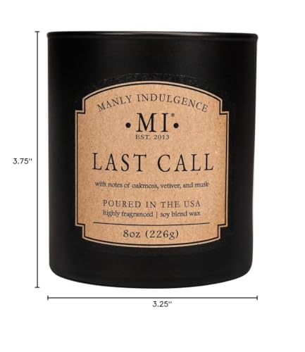 Manly Indulgence Last Call Scented Candles for Men, Premium Soy Blend Wax, 45H Burn, Candles for Home Scented, Gift-Ready Packaging - Made in The USA - size: 8 Oz - Premium Gift Box