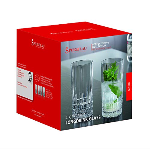 Spiegelau Perfect Serve Longdrink Glass Set of 4 - Highball Cocktail Glasses European-Made Crystal, Dishwasher Safe, Professional Quality Cocktail Glass Gift Set - 12.3 oz - style: Longdrink
