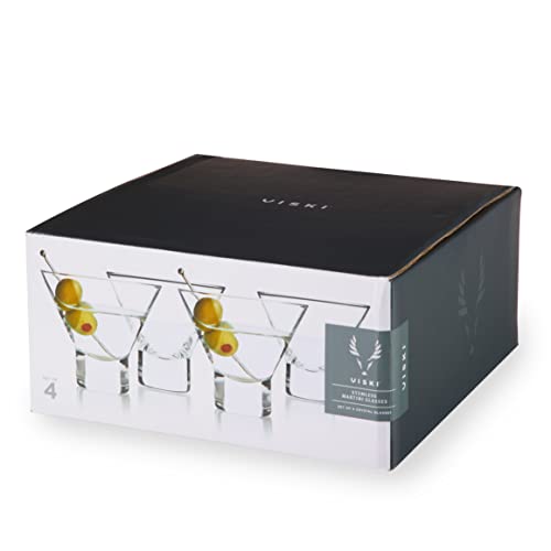 Viski Crystal Stemless Martini Glasses - Fun Cocktail Glasses, Crystal Clear Coupe Glass Gift Set, 7.5 oz, Martini Glasses Set of 4 - style: Stemless Martini Glasses