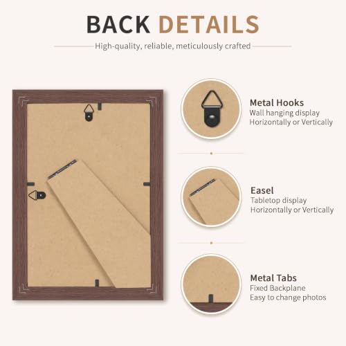 4x6 Wooden Picture Frames Set of 3 Mahogany Photo Frame Wall Table Display | Sturdy MDF 4x6 frames with mat clear plexiglass Hangs on wall stands on table family pics weddings diplomas home or office - color: Mahogany, size: 4x6