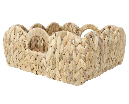 Boston International Square Woven Baskets Decorative Storage Tray Set, 2 Sizes, Water Hyacinth