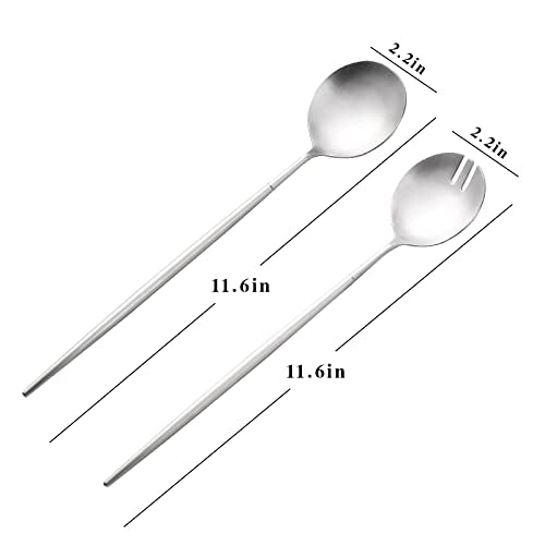 Salad Servers,Spoon and Fork Set 11.41 inch,18/10 Stainless Steel Salad Serving Silver - color: silvelr