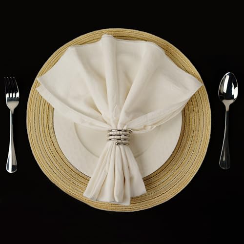 6Pcs Silver Napkin Rings Round Napkin Ring Set Napkin Holders for Cloth Napkins for Wedding, St. Patrick's Day, Valentines Day, Easter Thanksgiving Table Decor. - style: Ring-silver