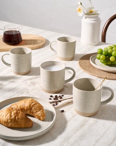 famiware Coffee Mugs Set of 4, 13 oz Mug Set, Ceramic Cup Set with Handle | Stoneware Mug for Coffee, Tea, Latte, Cappuccino, Microwave and Dishwasher Safe, Constellation Series,Beige - color: Constellation-Beige, size: 4 Count (Pack of 1)