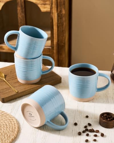 famiware Coffee Mugs Set of 4, 13 oz Mug Set, Ceramic Cup Set with Handle | Stoneware Mug for Coffee, Tea, Latte, Cappuccino, Microwave and Dishwasher Safe, Constellation Series,Ice Blue - color: Constellation- Ice Blue, size: 4 Count (Pack of 1)