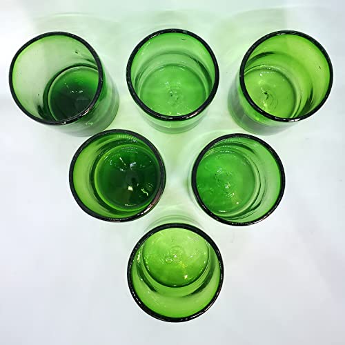 Solid Emerald Green 9 oz Short Tumblers (set of 6), Recycled Glass, Lead-free, Toxin-Free (9oz Tumbler) - color: Green, size: 9 oz