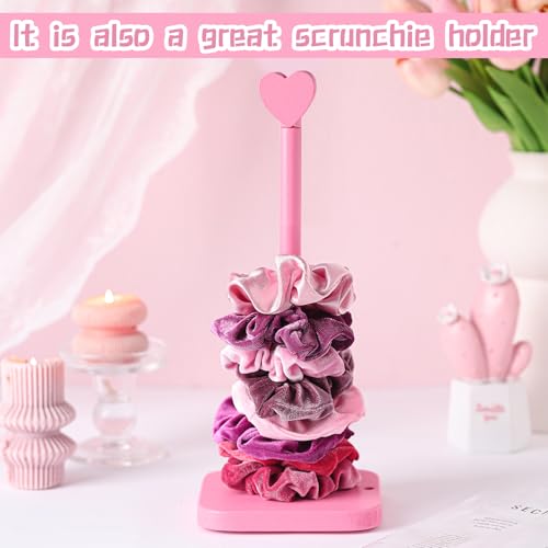 Leinuosen Valentines Day Pink Heart Paper Towel Holder Cute Heart Wooden Paper Towel Holder Pink Bathroom Countertop Accessories Kitchen Roll Stand Organizer Standing Apartment Decor Housewarming Gift - style: Heart