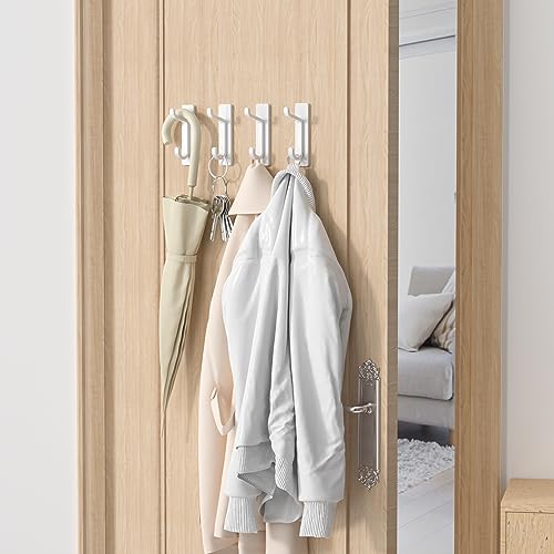 pickpiff 13LB Strong Stick-On Hooks for Coats and Towels, White 4 Pack - color: White, size: 4 Pack