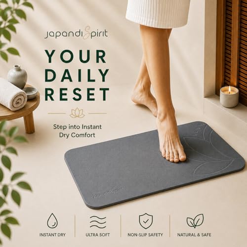 Stone Bath Mat - Diatomaceous Earth, Quick Dry - West Lotus | Non-Slip, Stone Bath Mats for Bathroom, Bath Stone, Diatomite, 23.6"x15.4", Luxury Bath Mat - color: West Lotus
