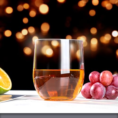 14-ounce Plastic Stemless Wine Glasses, All Purpose Arcylic Glasses, set of 6 Clear Reusable Shatter-resistant Dishwasher Safe - color: Clear