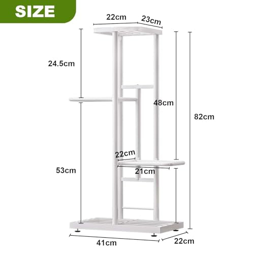 Metal Plant Stand Indoor Outdoor, 4 Tier 5 Potted Plant Shelf, Anti Slip Waterproof Flower Holders, Planter Shelf Display Rack Storage Organizer for Living Room Patio Lawn Balcony Garden