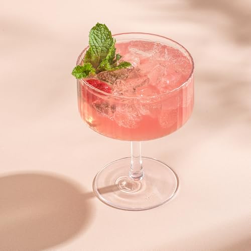 JoyJolt Elle Fluted 10oz Coupe Glass Set of 2, Unique Champagne Glasses for Cocktails and Martinis, Ribbed Vintage Style Drinking Glasses - style: Coupe Glasses