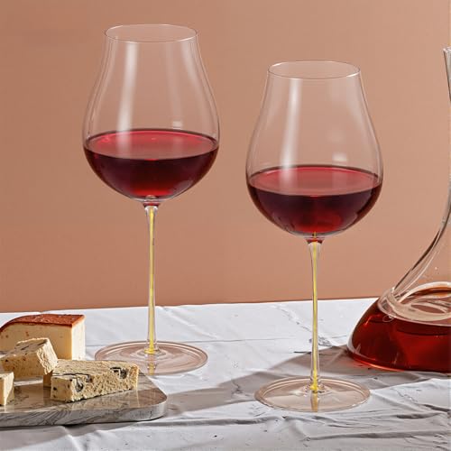 KAMMAK Crystal Red Wine Glasses Set of 2, 24.35 oz Stemmed Glasses, XY013 | Hand Blown, Bordeaux Wine Glasses, Thin Rim & Long Stem, Red & White, Daily Use, Wedding or Birthday Gift for Women - size: 8KPDSXY013