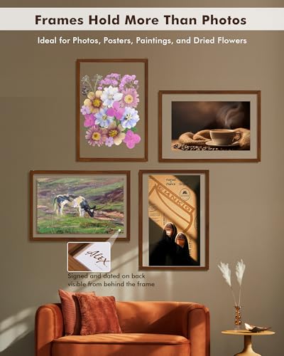DLQuarts 18x24 Floating Picture Frame for 16x20/13x19/12x18/11x14 Photos, 2-Pack Solid Wood Double Plexiglass Wall Art Frames, Any Size Photo up to 18x24 Display, Black Walnut - color: Black Walnut, size: 18x24