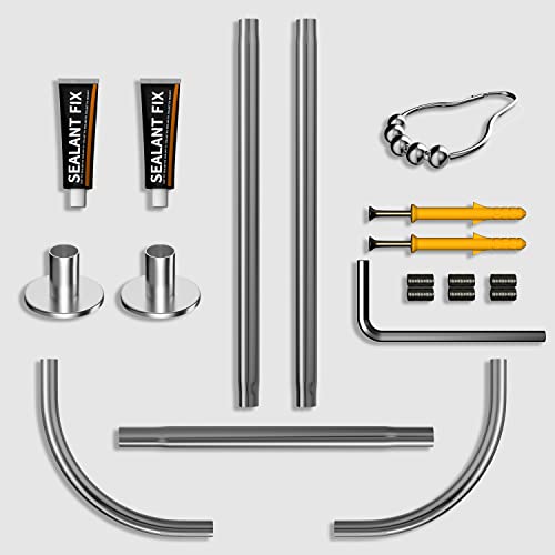 U Shower Curtain Rod Adjustable Stainless Steel U Shaped Rack Drill Free Install for Bathroom, Bathtub, Clothing Store (U Shaped, Length on both sides:31.5"-47",Middle width:34.7"-43") - color: U Shaped,Length on both sides: 31.5"-47",Middle width:34.7"-4