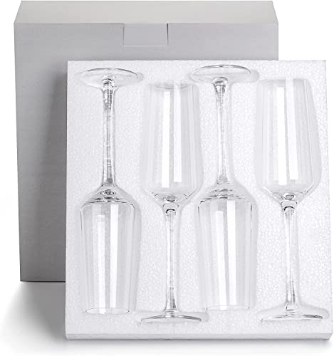 Champagne Flutes-Hand Blown Crystal Glasses Set of 4, 8oz, Elegant | Premium Lead-Free Crystal Champagne Flutes Glass, Ideal Gift for Wedding, Anniversary, Shower Party Supplies, Classic, Clear - color: Champagne