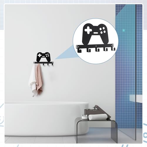 Reallnaive Game Over The Door Hooks Gamer Bathroom Decor Gamepad Hanger Wall Mount Rack Holder for Towel, Hat, Coat, Cloth, Keychain, Bag, Teen Boy Room Gift Decor - style: Game