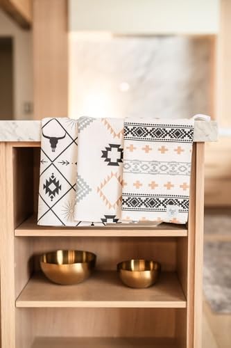Kitchen Towels, Dish Towels for Kitchen, 3 Pc Kitchen Towel Set | Microfiber Waffle Towels, 16 x 26 inches, with Hanging Loops, Reusable Tea Towels, Cute Kitchen Towels - 3 Pack - color: Aztec