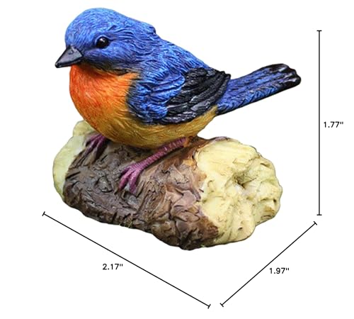 Bird Statue Resin Bird Figurines Animal Ornament for Home Office Wedding Party Table Decoration - Blue