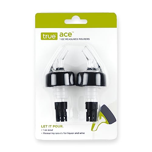 True Ace Measured Liquor Pour Spout - 1oz Pourer - Fits Standard Liquor Bottles - Automatic Measuring Liquor Pourer Bar Accessory - Plastic Set of 2 - size: 1oz (set of 2)