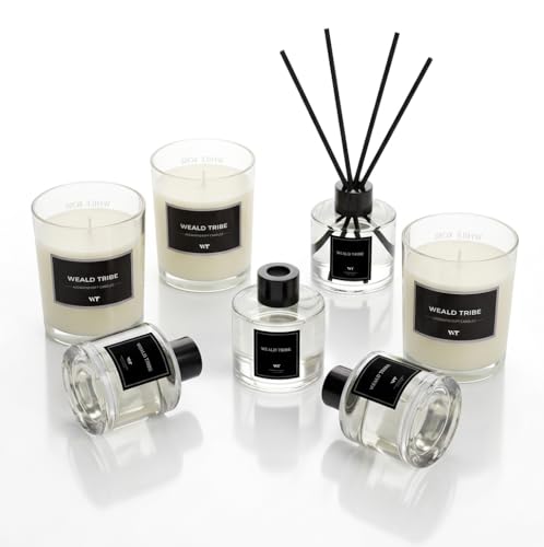 Reed Diffuser Set of 3 for Bathroom Air Fresheners, Oil Diffuser Sticks | Fresh Linen, Ocean, Eucalyptus & Mint Scent(1.7 fl oz Each Pack) Fragrance with 12 Sticks Defusers | Shelf Decor