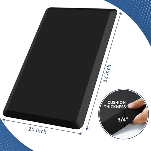 0.8" Thick Kitchen Mat Cushioned Anti Fatigue Rug Comfort Floor Mats | Water-Resistant, Non-Slip, Easy to Clean Comfort Floor Mat for Kitchen, Sink & Office, Multiple Colors & Sizes, 32" x 20" - color: Black, size: 32"L x 20"W x 0.8"Th