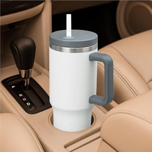 Glad Pioneer Stainless Steel Tumbler with Lid and Straw - Double Walled Insulated Cup with Handle - Leak Resistant & Cup Holder Compatible, Drinks Stay Cold All Day, 40oz, Grey - color: Gray, size: 40 Ounces